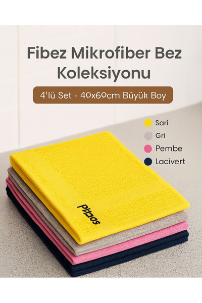 FİBEZ İthal 4’lü Cam Bezi, Temizlik Bezi, Kurulama Bezi, Mikrofiber Bez - 40x...