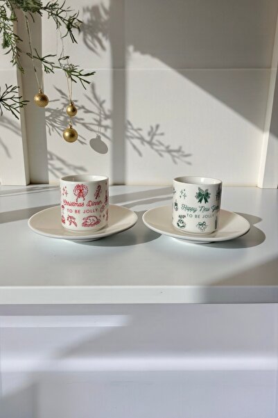 DVOYAGE Winter Joy - New Year Special Porcelain Turkish Coffee Cup Set (Set o...
