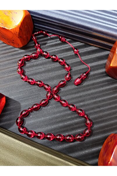 Anemore Collection سبحة من حجر العنبر الناري بقطع أبيض