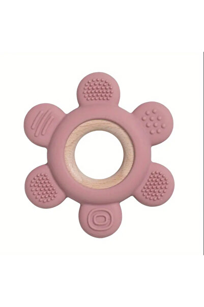 Veloma Home Jucărie de dentiție din silicon pentru bebeluși cu inel din lemn ...