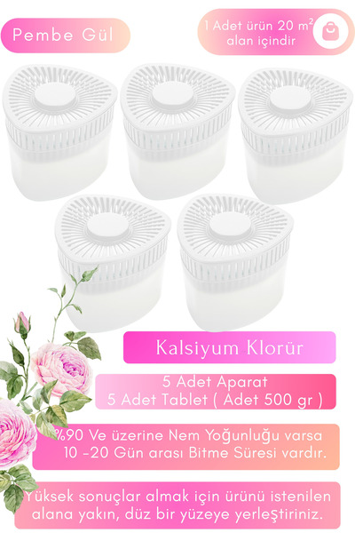 Saban Nem Alıcı Set | Gül Esanslı | 5 Aparat 5 Tablet | Rutubet & Küf Önleyici