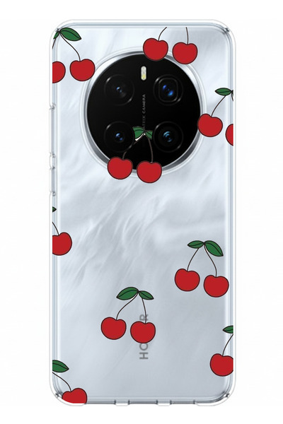 TechTree حافظة سيليكون متوافقة مع Honor Magic 7 PRO بتصميم الكرز مطبوع