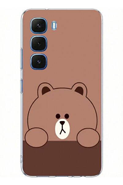 TechTree حافظة سيليكون مطبوع متوافقة مع تصميم الدب البني لهاتف Infinix Hot 60...