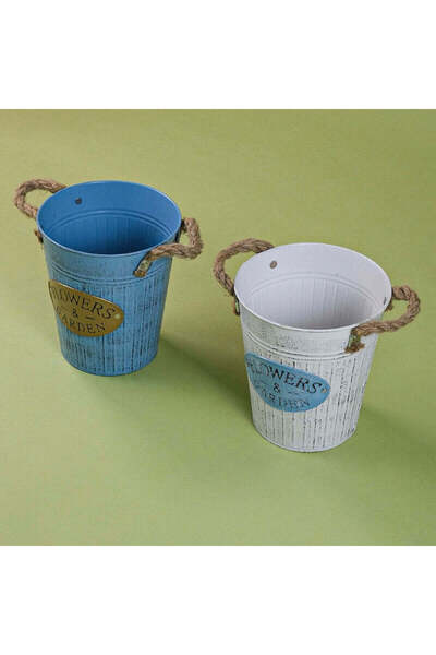 Evanev Flowers And Garden Metal Halat Tutmalı Saksı Seti 18,5x16,5cm (2 adet )