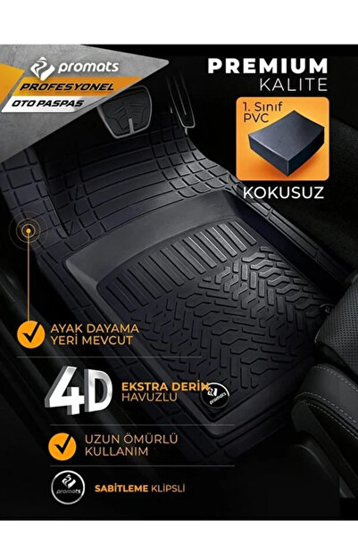 Gülardata Tempra 1996 3,5 Cm Derin Havuzlu 4D Siyah Oto Paspas-