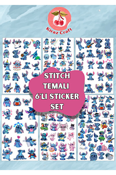 Kiraz Craft Stitch Temalı 6’lı Sticker Set – Etiket Ajanda Tablet Laptop Sulu...
