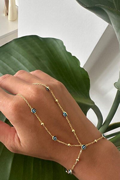 SUNSHINE 925 Ayar Gümüş Gold Kaplamalı Minik Toplu Nazar Göz Zarif Şahmeran