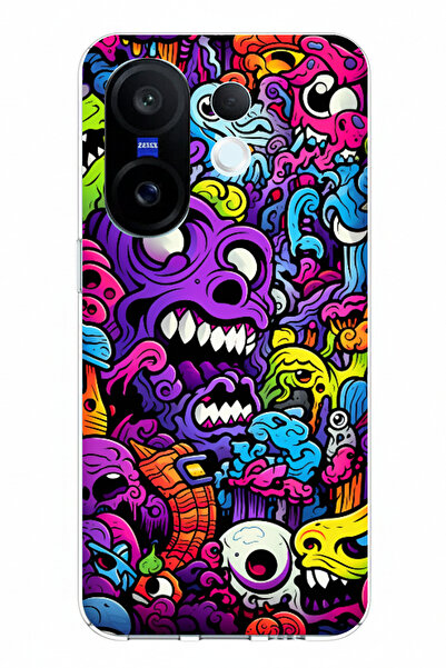 TechTree حافظة سيليكون متوافقة مع Vivo X200 FE من Psychedelic Colorful Monste...