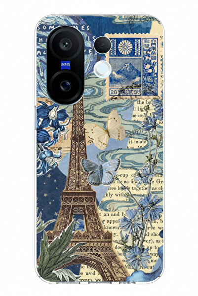 TechTree حافظة سيليكون متوافقة مع هاتف Vivo X200 FE بتصميم باريس وبرج إيفل مطبوع