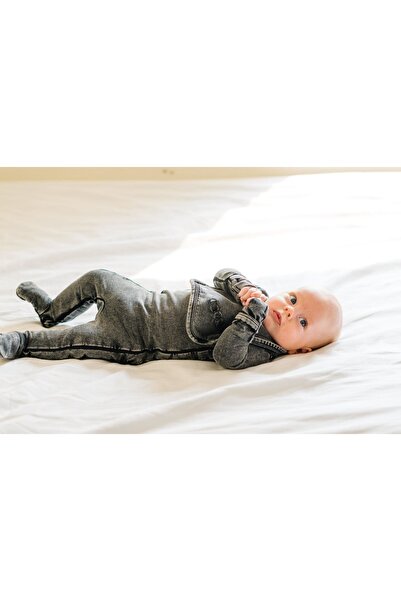 Lovedbaby Body bebe din 100% bumbac certificat GOTS, Faux Denim Black, NB-12 ...