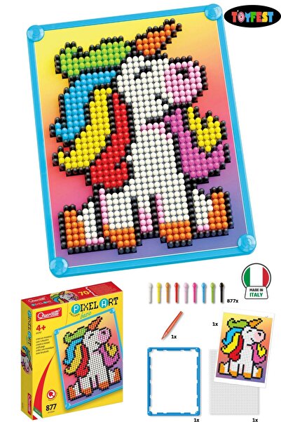 TOYFEST Quercetti Pixel Art Unicorn 877 Piece Mosaic Set Children's Development Supportive Toy