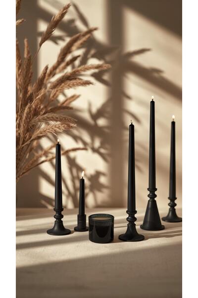 Pars Soya Parafini Si̇yah Şamdan Mum 5 Adet – Dekoratif, Dumansız, Uzun Ömürlü