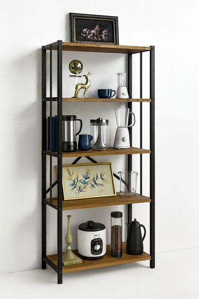 GUİMO Modern Minimal 5 Raflı Metal Kitaplık ve Raflı Dolap 26x52x150 cm çok a...