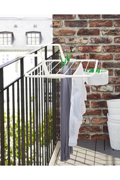 IKEA QUİCK Çelik Askılık Genişlik 77 Cm Balkon kenarı Kurutma Askısı Beyaz Ku...