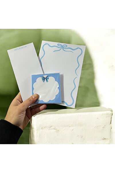 EyER Shoping Set de caiete cu panglici 3 dimensiuni Adeziv Tear Off albastru