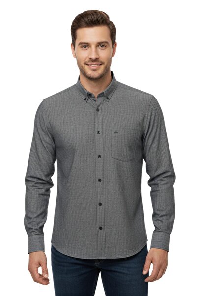 KAMER Men's Classic Honeycomb Textured Long Sleeve Shirt 3814 Bgl-St04817