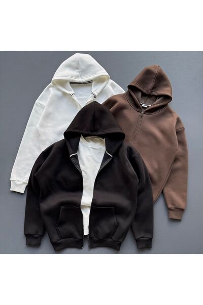 Beylerce Unisex Zippered Three Thread Cardigan