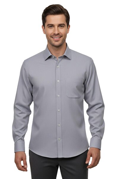 KAMER Men's Classic Dobby Long Sleeve Shirt 4080 Bgl-St04815