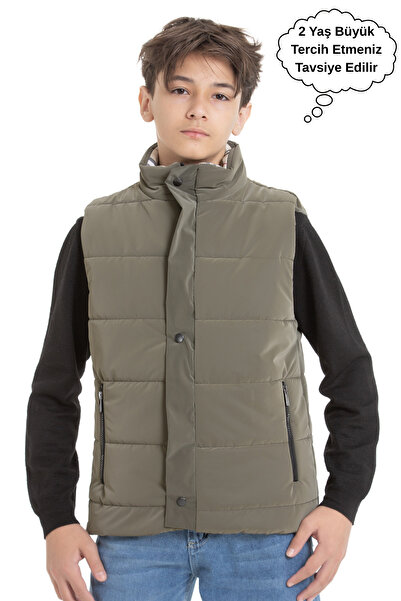 ASYAKİDS CLUB Boy's Nova Fabric Mock Neck Pocket Transitional Puffer Vest
