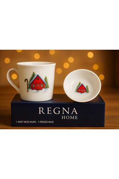 REGNA HOME طقم كوب ووعاء من البورسلين بتصميم السنة الجديدة (300 سم مكعب) مع ع...