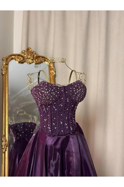 vanus fashion 6337 - فستان سهرة طويل لونين