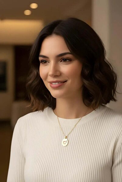 Clariss Çelik Zincir Gold Renk Kalp Figürlü Kadın Kolye