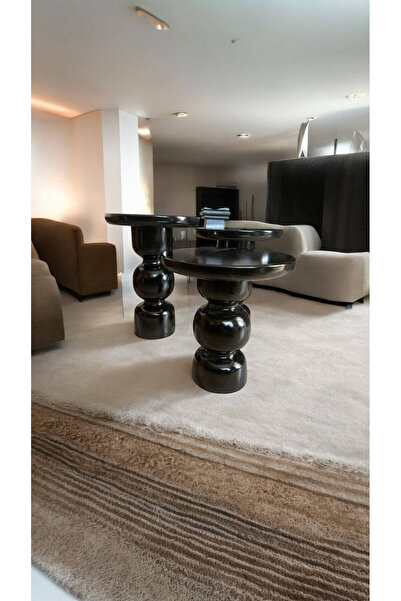 Simillo Home&Living Wood Ahşap 3 lü Set Karpuz Model Mantar Yan Sehpa Konik M...