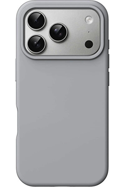 CaseHub غطاء سيليكون لآيفون 17 برو ماكس مع شاشة داخلية مخملية وكاميرا مرتفعة، لون رمادي فاتح