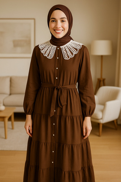 OUTLETSTORE UZUN ELBİSE--BEBE YAKA