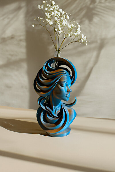 Obaco Merkür Zarif Tüplü Vazo, Şık Tasarım Salon Dekorasyonu, Kadın Yüzü 2 Re...