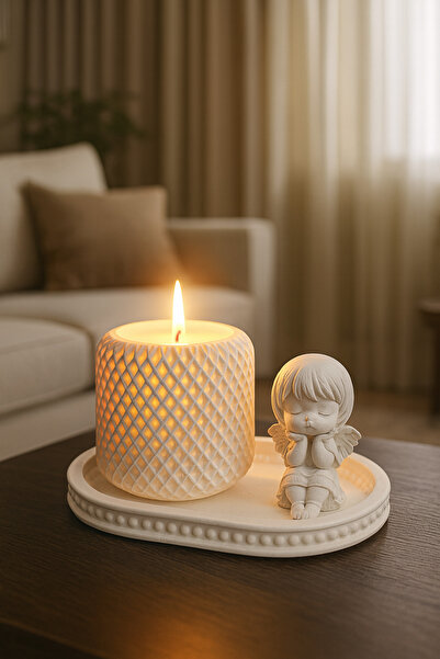 Sisay Home Melek Figürlü Aromaterapi Mumluk – Dekoratif Taş Tozu Set