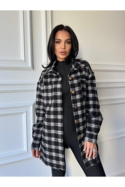 CC STORE Cămașă casual JENNA, cu mâneci lungi, ușor oversized negru-gri