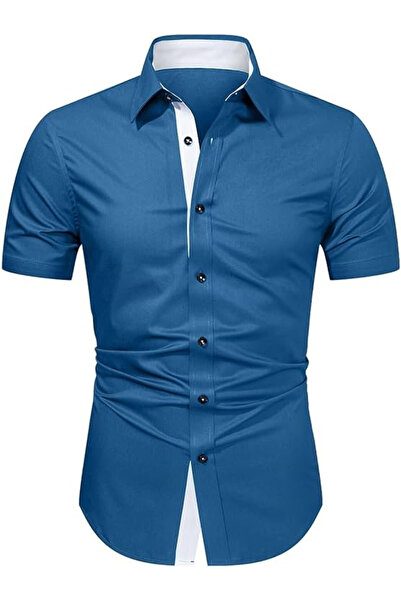 OEM Men's casual short-sleeved shirt size XL Blue