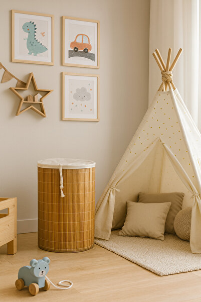 Emsay Store Coș pentru rufe și jucării din bambus organic 100% natural – Dimensiune mare fără capac, coș de depozitare 35X50x60 CM