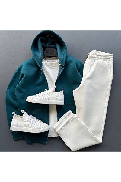 Beylerce سترة بسحاب + بدلة رياضية فضفاضة طقم من قطعتين