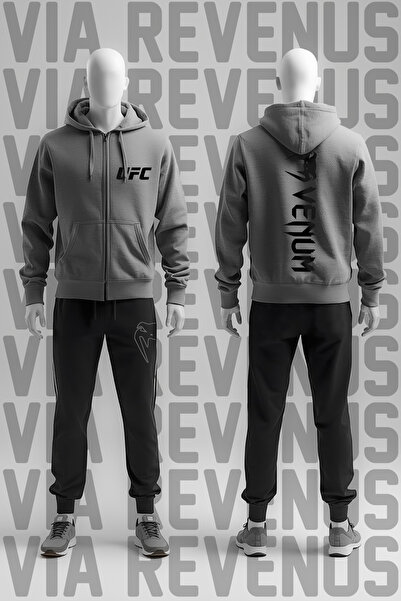 Vordevia طقم بدلة رياضية بغطاء للرأس وسحاب مطبوع من UFC