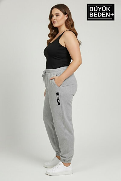 Superlife Women's Plus Size Brooklyn Printed Leg Elastic Jogger Slim Sweatpants Spr26Beak951-2
