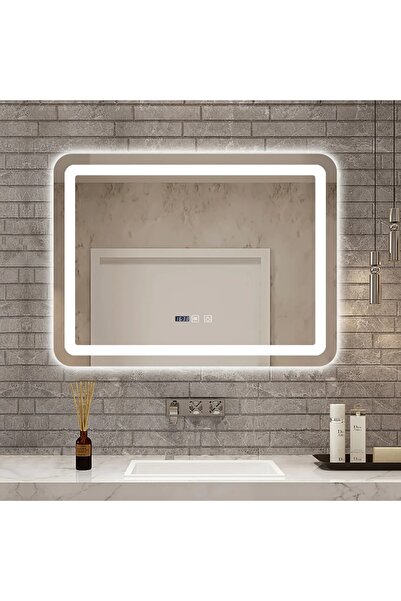 OEM LED Mirror with Defogger, Clock and Thermometer 80x60cm Rina