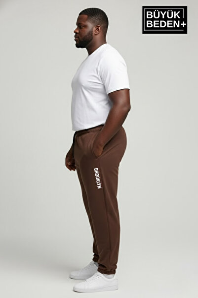 Superlife Men's Plus Size Brooklyn Printed Leg Elastic Jogger Slim Sweatpants Spr26Bea951-2