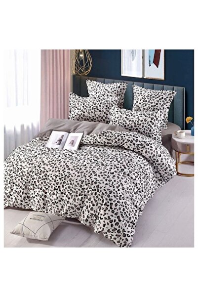 OEM Double Fitted Bed Linen Set, Animal Print, 6-piece, 180x200 cm, Finet, Grey