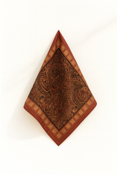 MOORİ Vintage Desenli Saten Fular Bandana 50x50 cm – Şık ve Yumuşak Kumaş