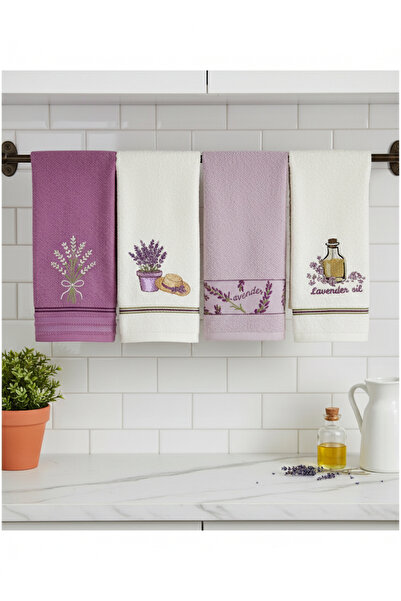 Coton Delux 4'lü Mutfak Havlusu – %100 Pamuk – 30x50 - Nakışlı