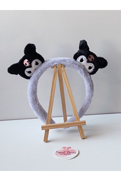 Sweet twins accessories Kuromi Mor Siyah Çocuk Taç Renkli Hediye Peluş Kız Ço...