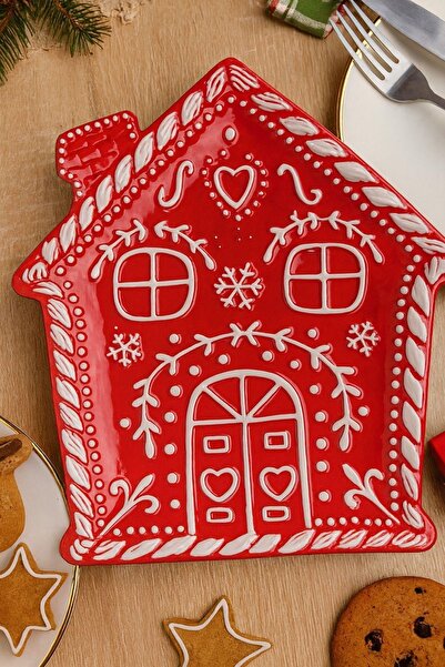 uğurlu dükkan 23 Cm Yılbaşı Ev Modelli Seramik Tabak