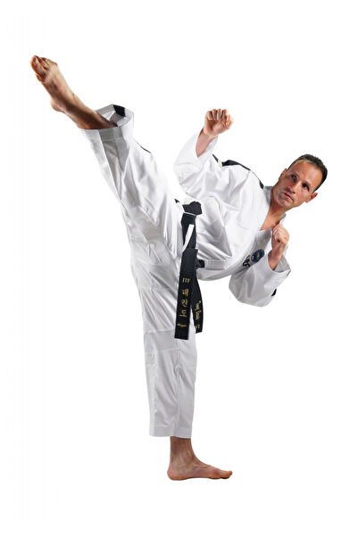 Top Ten Dobok Instructor, Premium Gold, aprobat ITF, Top Ten, Alb, 4-6 Dan, 160 cm