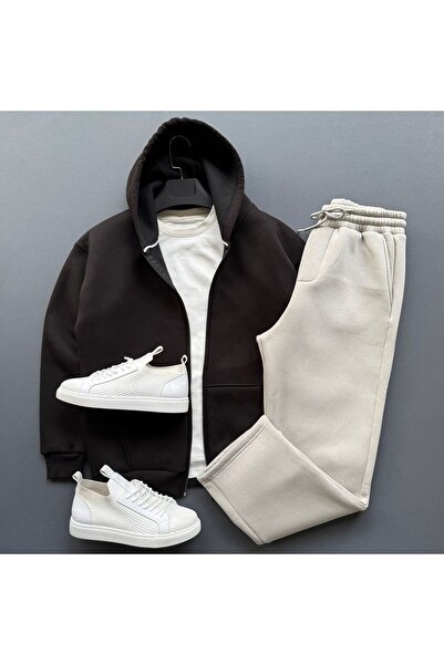 Beylerce سترة بسحاب + بدلة رياضية فضفاضة طقم من قطعتين