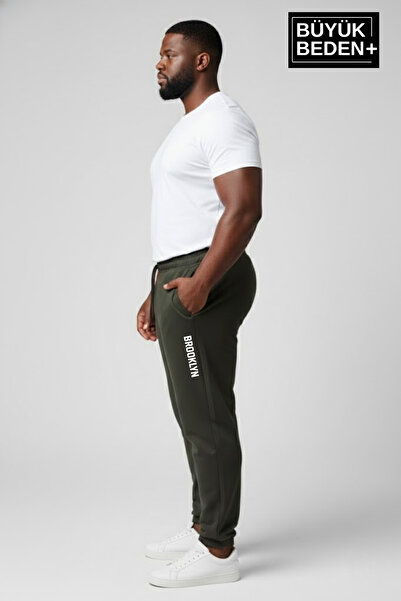 Superlife Men's Plus Size Brooklyn Printed Leg Elastic Jogger Slim Sweatpants Spr26Bea951-2