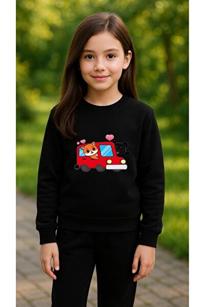 playwear Φούτερ ομάδας με στάμπα Truck Cat για κορίτσια και αγόρια, με λαιμόκ...