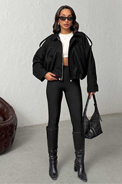 Caddebostan Moda Black Cashmere Coat Modern Premium Luxury Trend Design Coat