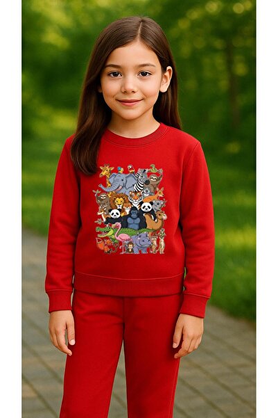 playwear Φούτερ ομάδας με στάμπα ANIMALS για κορίτσια και αγόρια, με λαιμόκοψ...